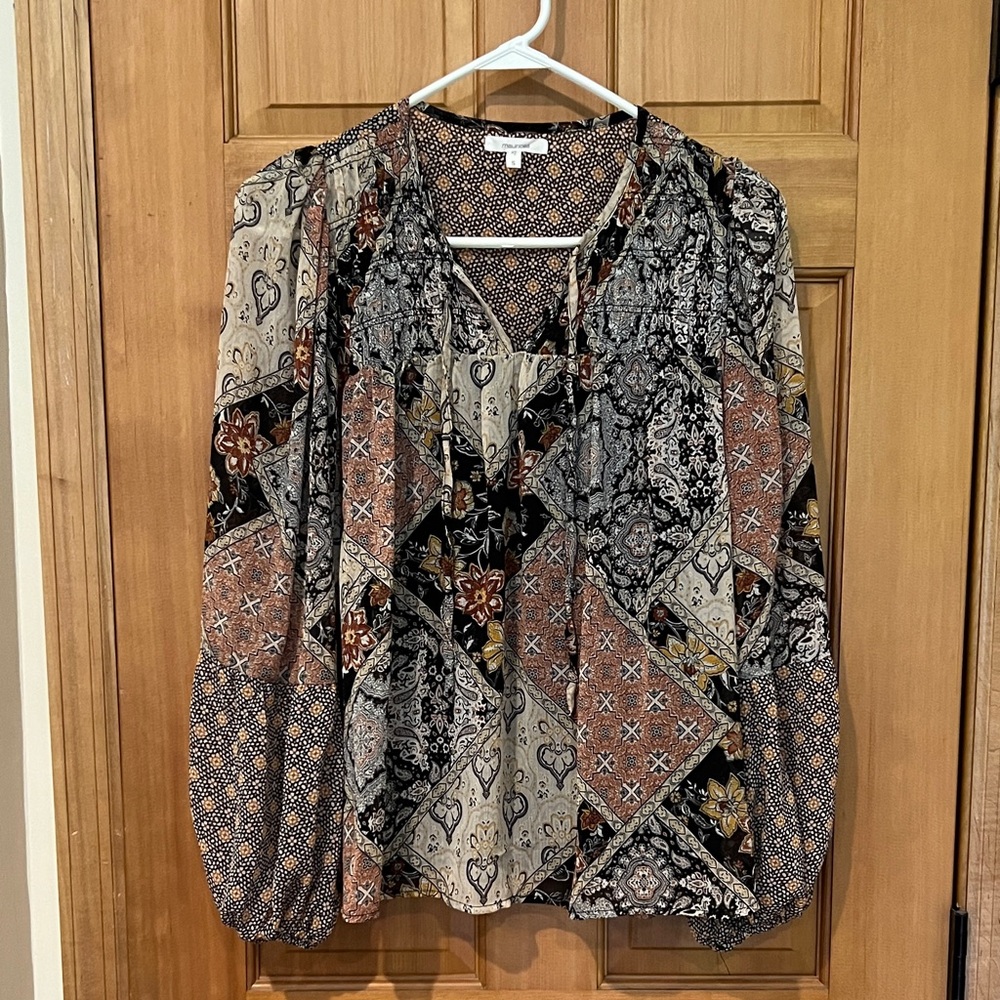 Maurices Multicolor Patchwork Blouse
